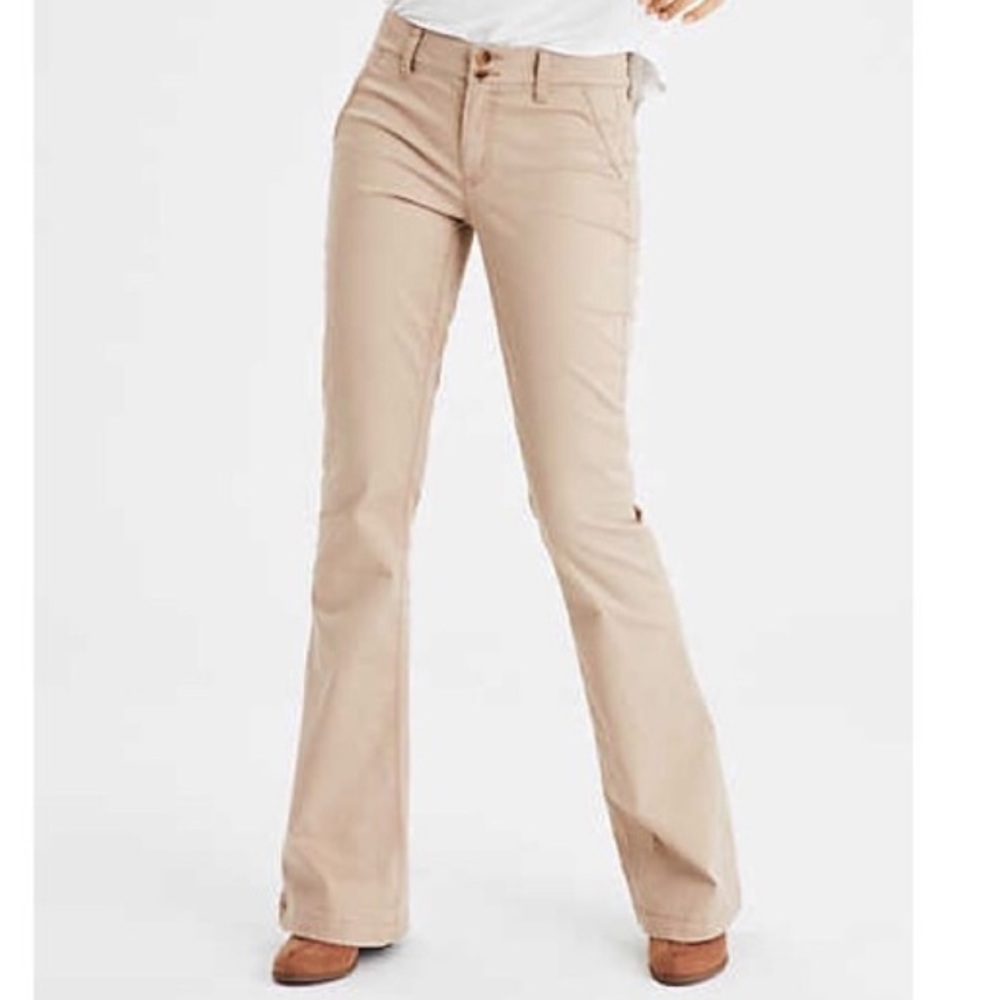 American eagle super stretch artist flare khakis!!